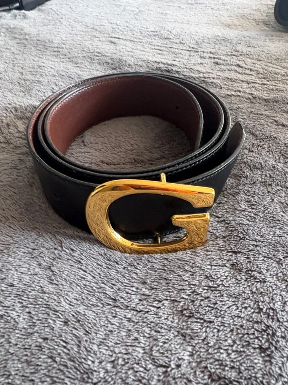 Gucci Black Leather Belt with Gold G Buckle